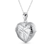 Vintage Style Heart Shaped Locket Necklace for Teens - Holds Photos Silver Pendant