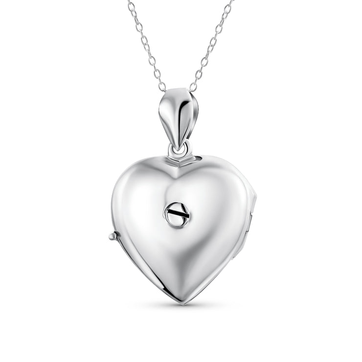 Vintage Style Heart Shaped Locket Necklace for Teens - Holds Photos Silver Pendant