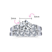 Classic Cathedral Cocktail Statement Ring with Baguette CZ Side Stones 2 CT Solitaire