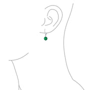 Set of 3 Fuchsia Brown Tiger-Eye Green Malachite Drop Ball Earrings Silver 8MM
