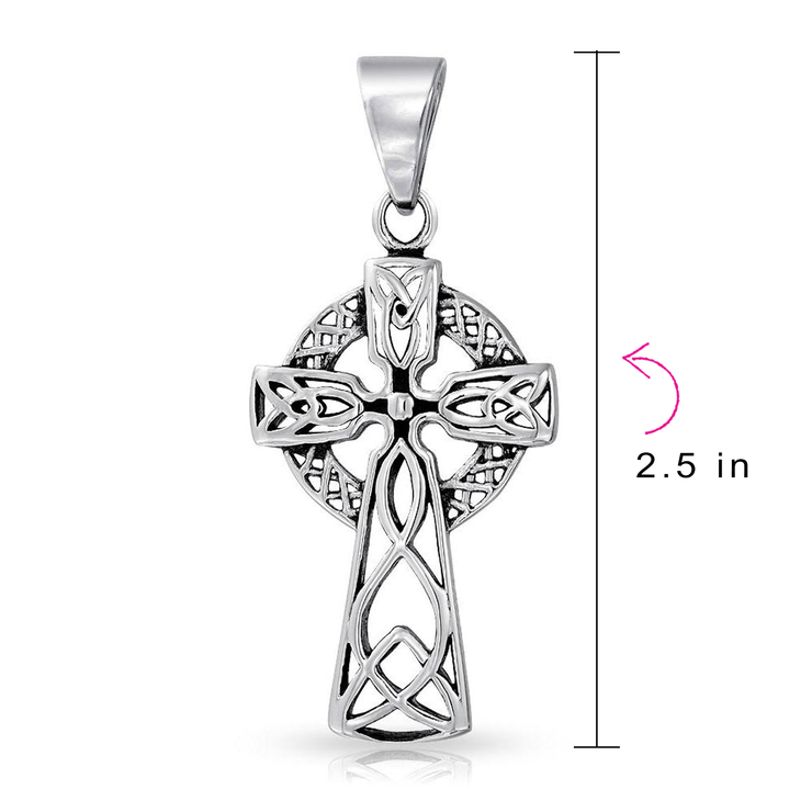 Celtic Knot Irish Cross Pendant Necklace Stainless Steel Ball Chain
