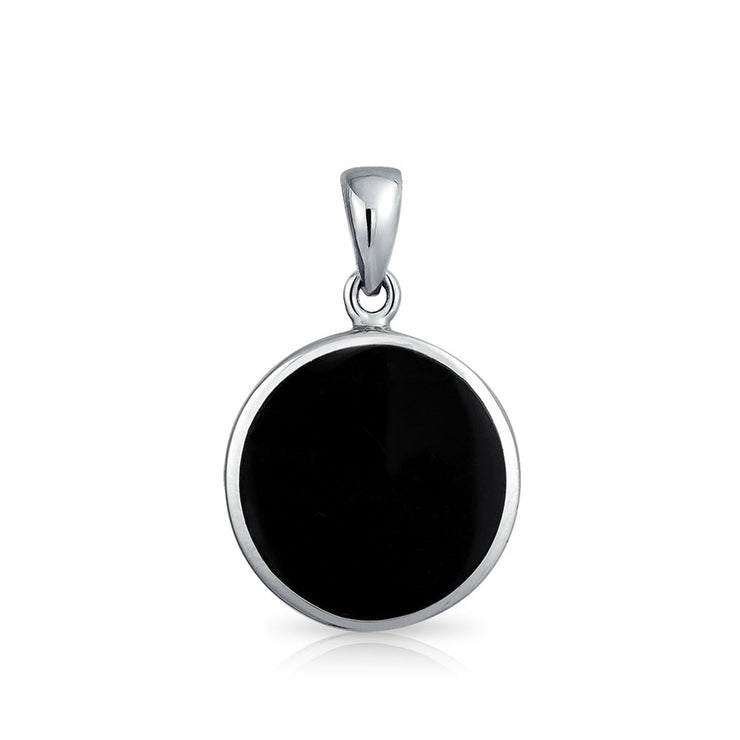 Celestial Black Enamel Crescent Moon Sun Pendant Necklace Sterling Silver Teens