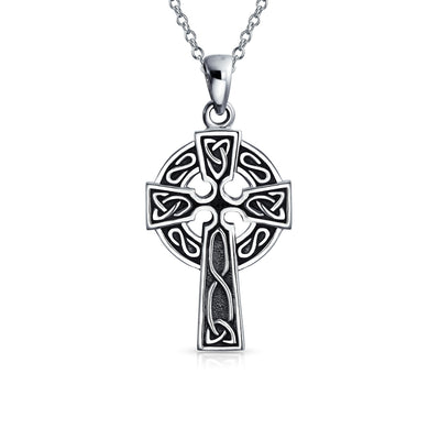 Vintage Viking Celtic Cross Pendant Necklace Sterling Silver Love Knot Design