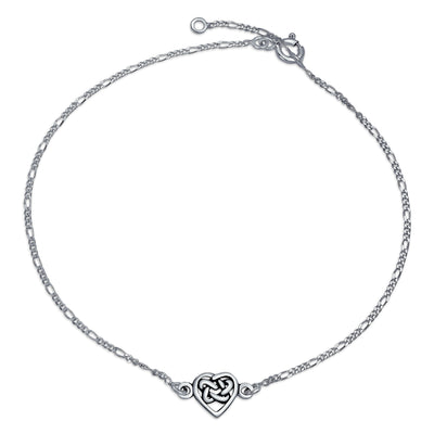 Celtic Triquetra Knot Heart Anklet Ankle Bracelet Sterling Silver
