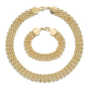 Classic Panther Link Collar Necklace Yellow Plated Brass 18-Inch Statement Piece