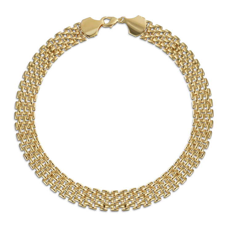 Classic Panther Link Collar Necklace Yellow Plated Brass 18-Inch Statement Piece