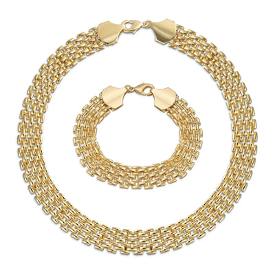 Classic Panther Link Collar Necklace Yellow Plated Brass 18-Inch Statement Piece