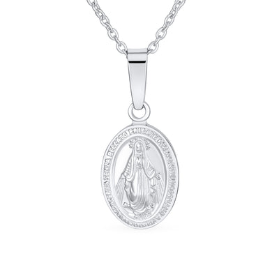 Traditional Christian Our Lady Of Guadalupe Pendant Necklace Sterling Silver Medallion