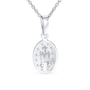 Traditional Christian Our Lady Of Guadalupe Pendant Necklace Sterling Silver Medallion