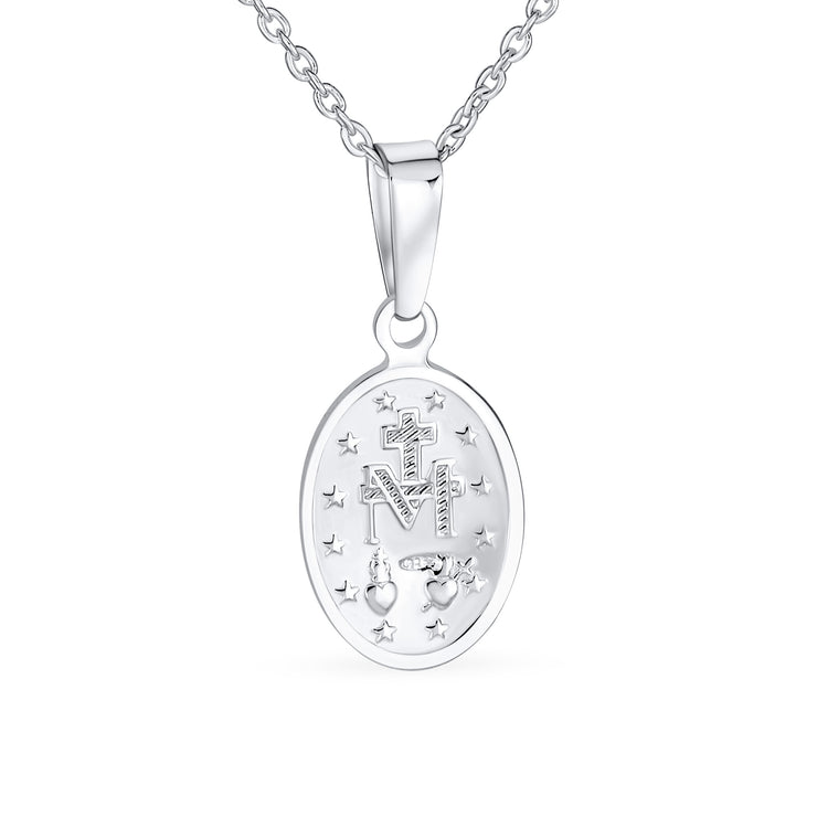 Traditional Christian Our Lady Of Guadalupe Pendant Necklace Sterling Silver Medallion