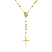 18K Gold Plated Virgin Mary Rosary Necklace with Crucifix and Beads