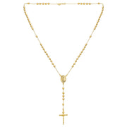 18K Gold Plated Virgin Mary Rosary Necklace with Crucifix and Beads