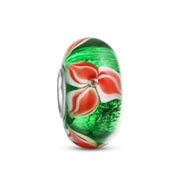 Red Green Murano Glass Christmas Charm Bead for European Bracelets