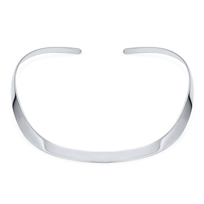 Classic Simple Flat Slider Collar Choker Necklace Polished Sterling Silver 8MM Pendant