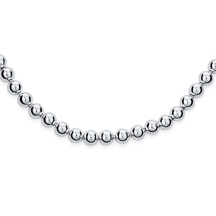 Classic Sterling Silver 4MM Ball Bead Strand Necklace Polished 16-18 Inch Italy