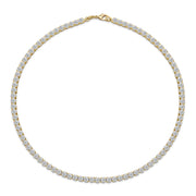 Classic Bridal Collar Necklace with CZ Round Prong Set 14K Gold Plated 16 Inch