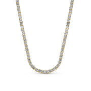 Classic Bridal Collar Necklace with CZ Round Prong Set 14K Gold Plated 16 Inch