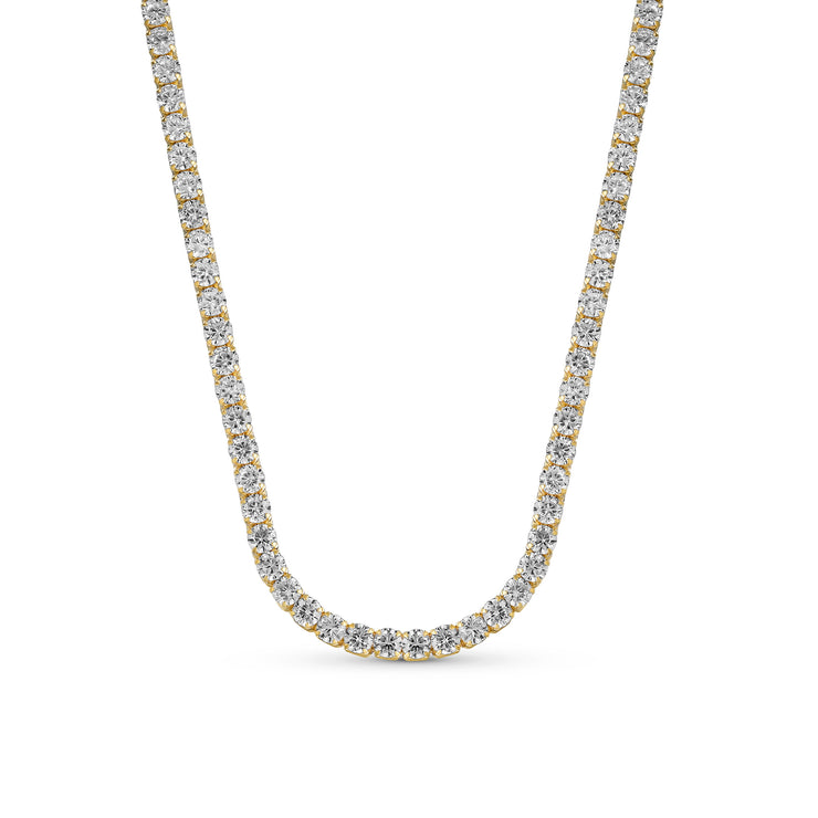 Classic Bridal Collar Necklace with CZ Round Prong Set 14K Gold Plated 16 Inch