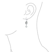 Bridal White Coin Biwa Pearl Dangle Earrings in Sterling Silver Lever Back