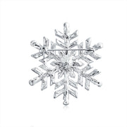 Christmas Holiday White Imitation Pearl Crystal Snowflake Brooch Pin