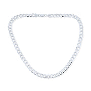 Solid Curb Cuban Chain 180 Gauge 7MM Necklace Sterling Silver 16-30"