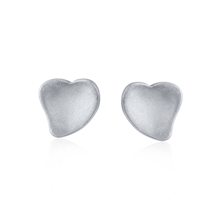 Minimalist Heart Stud Earrings Curved Shiny .925 Sterling Silver