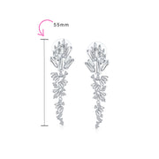 Statement Bride Waterfall Marquise CZ Dangle Earrings Silver Plated