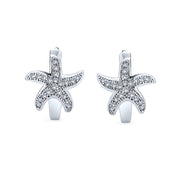 Starfish Hoop Earrings Pave Cubic Zirconia .925 Sterling Silver