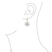 Festive Christmas Jewelry Set CZ Snowflake Earrings & Necklace Yellow Gold Plated