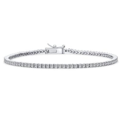 Classic Thin 2MM CZ Solitaire Tennis Anklet Ankle Bracelet Silver Plated 9 Inch