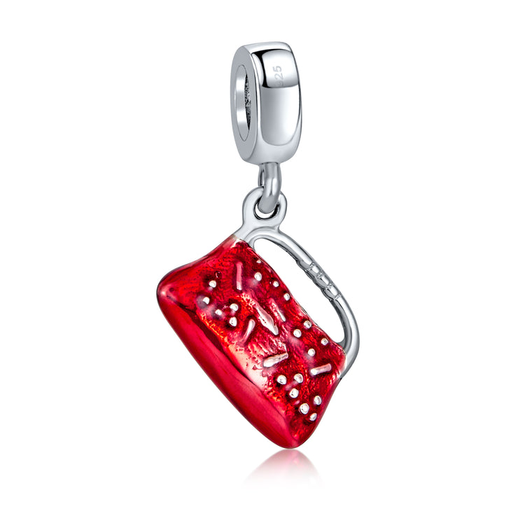 Set of 2 Fashion Crystal Black Dress Red Clutch Purse Dangle Charm Bead Silver