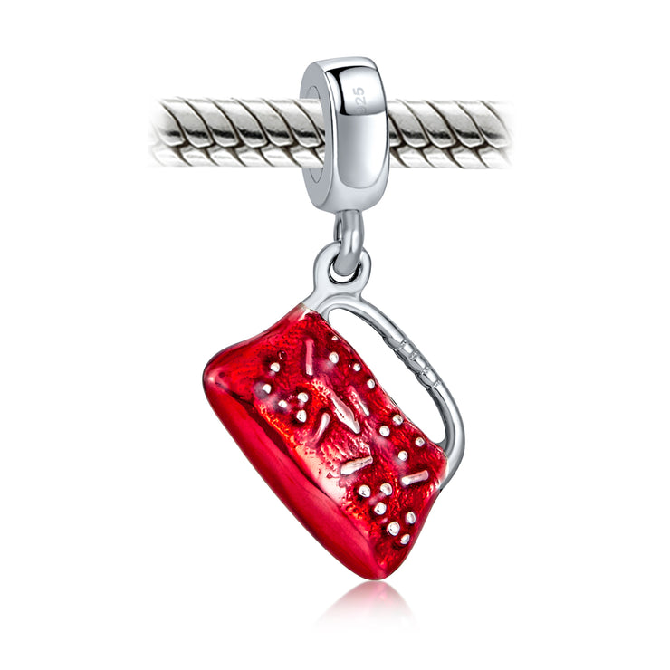 Set of 2 Fashion Crystal Black Dress Red Clutch Purse Dangle Charm Bead Silver