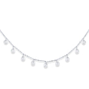 Delicate Crystal Drops Bridal Wedding Holiday Thin Choker Necklace