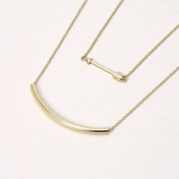 Dainty Cupid Arrow Pendant Necklace in 14K Gold Plated Sterling Silver