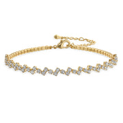 Thin Minimalist Chain Link Bracelet with Cubic Zirconia in Yellow Gold Plated