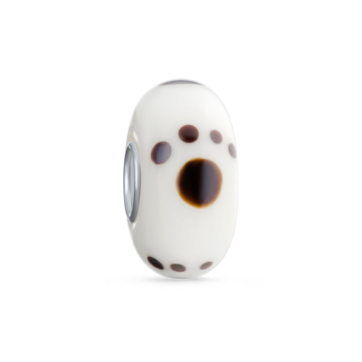 Set of 3 Pet Paw Print Murano Glass Charm Bead Silver for European Bracelet