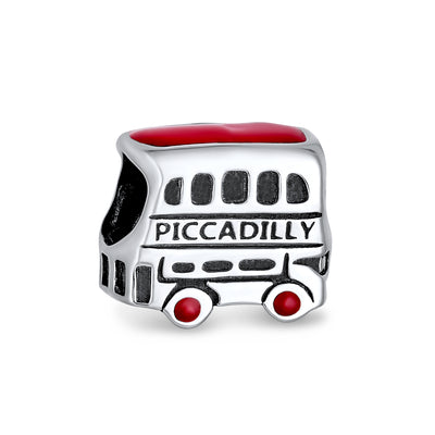 London Double Decker Bus Charm Bead Sterling Silver for European Bracelet