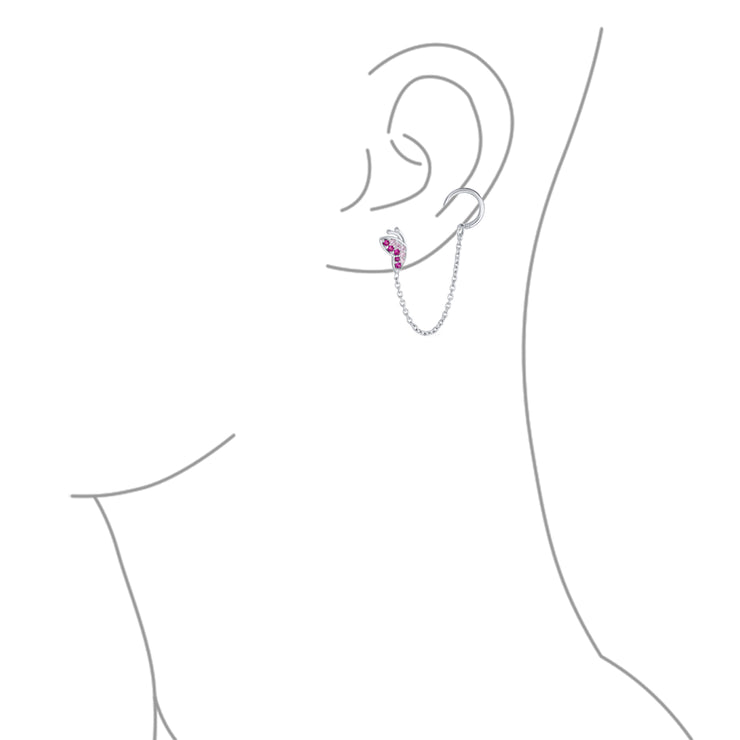 Helix Pink Butterfly Earlobe Cartilage Earrings Stud Sterling Silver