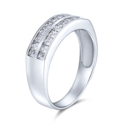 Channel Set Princess Cut AAA CZ Wedding Band Ring .925 Sterling Silver