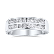 Channel Set Princess Cut AAA CZ Wedding Band Ring .925 Sterling Silver