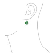 Irish Jewelry Set Shamrock Charm Green Clover Earrings Pendant Necklace Silver