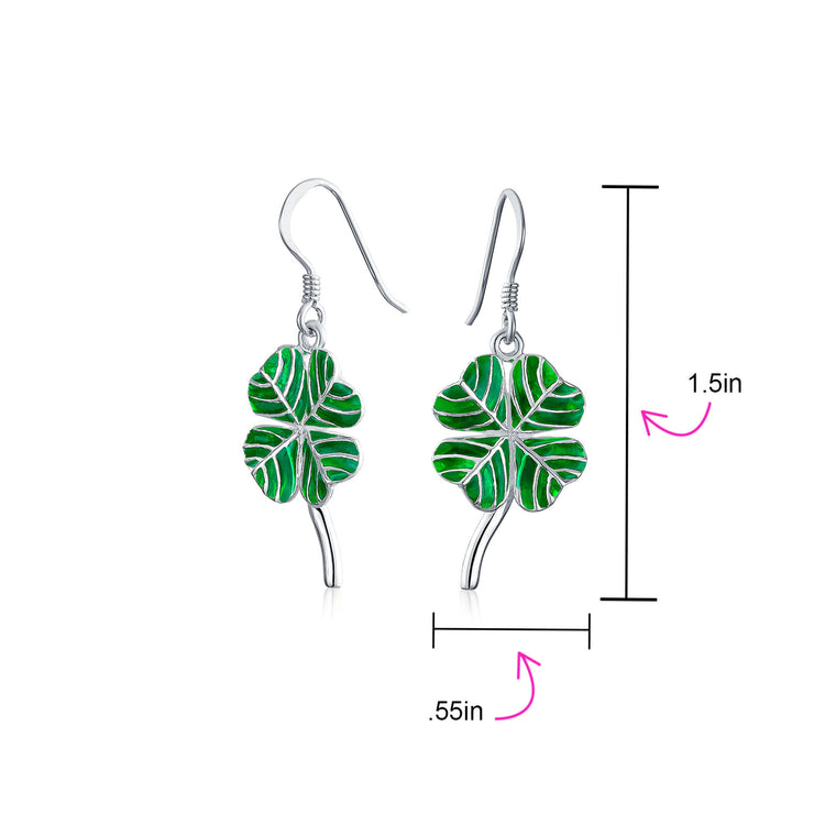 Irish Jewelry Set Shamrock Charm Green Clover Earrings Pendant Necklace Silver