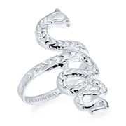 Reptile Egyptian Twisted Coil Scale Snake Serpent Ring Band .925 Silver