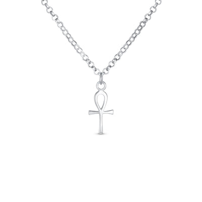 MINI Small Simple Ankh Egyptian Cross Pendant .925 Sterling Silver Necklace