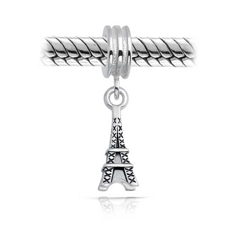 Set of 2 London Travel Suitcase Luggage Paris Eiffel Tower Dangle Charm Bead
