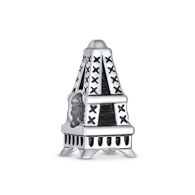 Eiffel Tower Charm Bead in Oxidized Sterling Silver for European Bracelets