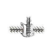 Set of 2 Music Notes G Clef & Electric Guitar Charm Bead Sterling Silver