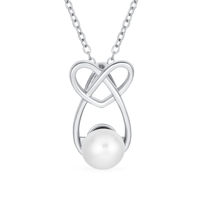 Bridal Wedding Teardrop Heart Pendant White Pearl .925Sterling Silver