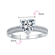 2CT AAA CZ Solitaire Heart Engagement Ring Band Ring Sterling Silver