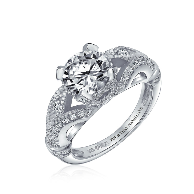 3CT Solitaire .925Sterling Silver Filigree AAA CZ Engagement Ring